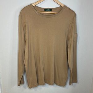 Ralph Lauren Tan Ribbed Knit Top